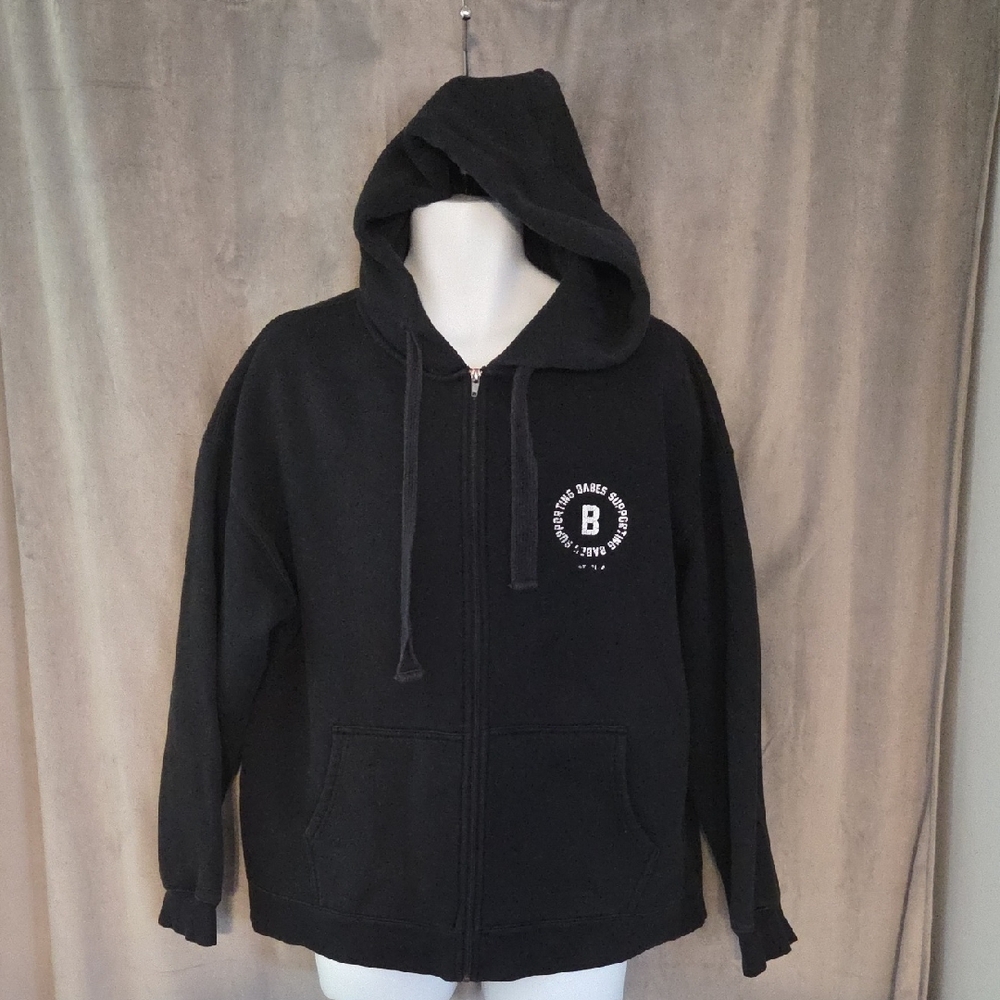 Brunette The Label Black Zip-Up Hoodie Can Fit XL